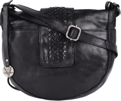 Genuine Leather Crossbody Sling Bag for Women - Trendy Casual Office Bag with Adjustable Strap Black
