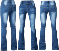 Andongnywell Women's Stretchy Skinny Bell Bottom Denim Pant Ripped Flare Jeans Western Mid Rise Boot Cut Jean Trousers Large Blue