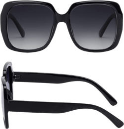 Oversized Square Suglasses for Women Polarized, Fashion Vintage Classic Shades for Outdoor UV Protection A1 Black Oversized Frame/Grey Polarized Lens