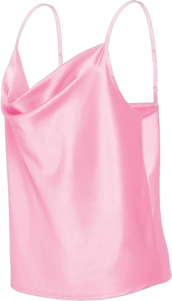 Women's Silk Satin Camisole Cowl Neck Tank Top Cami Silky Basic Tank Shirt Blouses 16 Pink