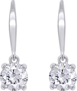 2-4CT Moissanite Dangle Earrings, D Color Ideal Cut Lab Created Moissanite Diamond 925 Sterling Silver 4 Prong Earrings for Women 2 Cttw 18K White Gold Over