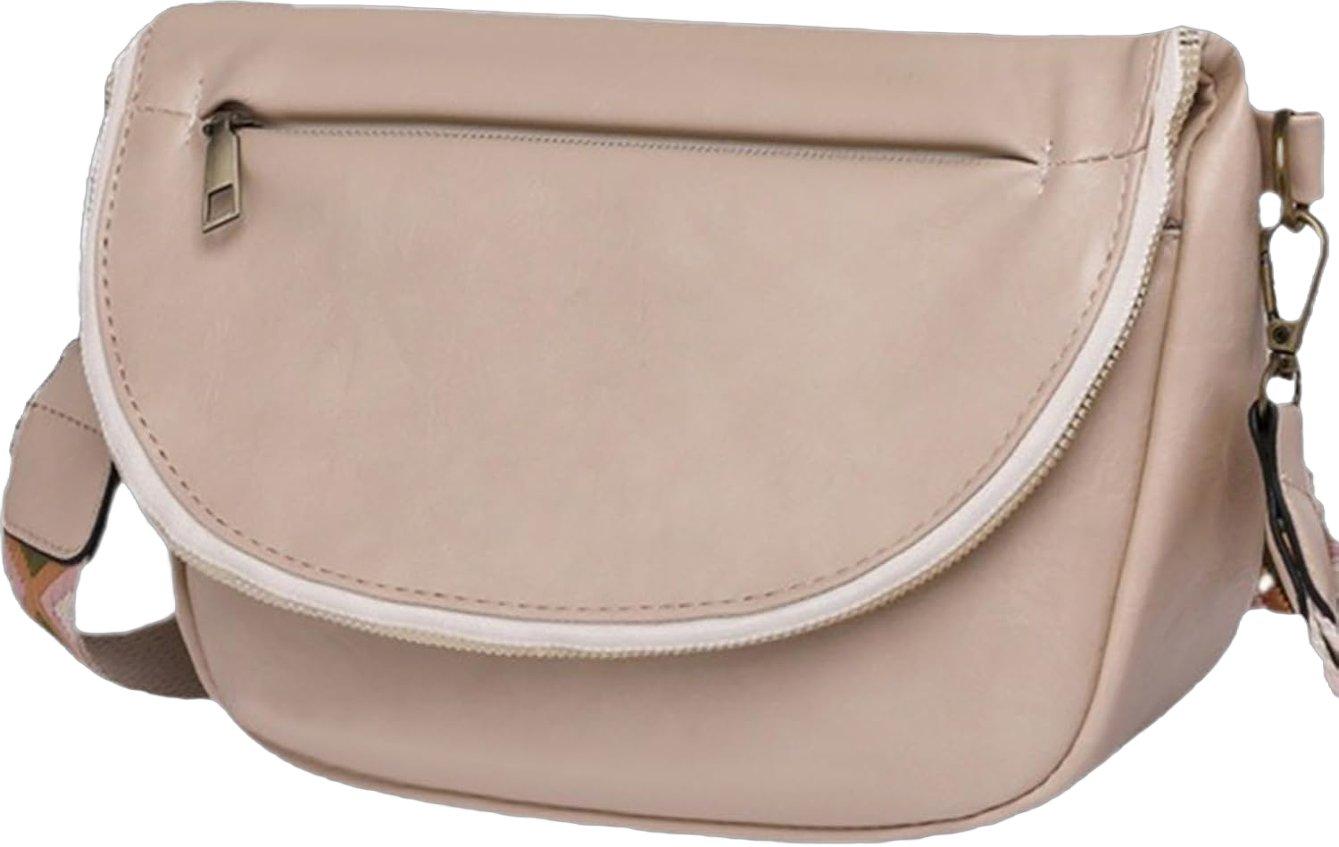 Crossbody Bag for Women PU Leather Anti-theft Daypack with Adjustable Strap Casual Shoulder Bag Beige