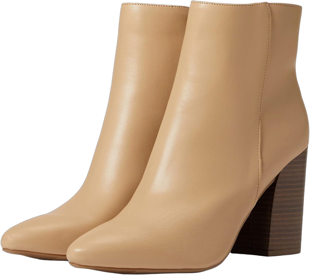 Sugar Women's Winter Chelsea Booties - Chunky High Heel, Pointed Toe, Fashion Ankle Boots-Evvie-Tan Smooth Size-6.5