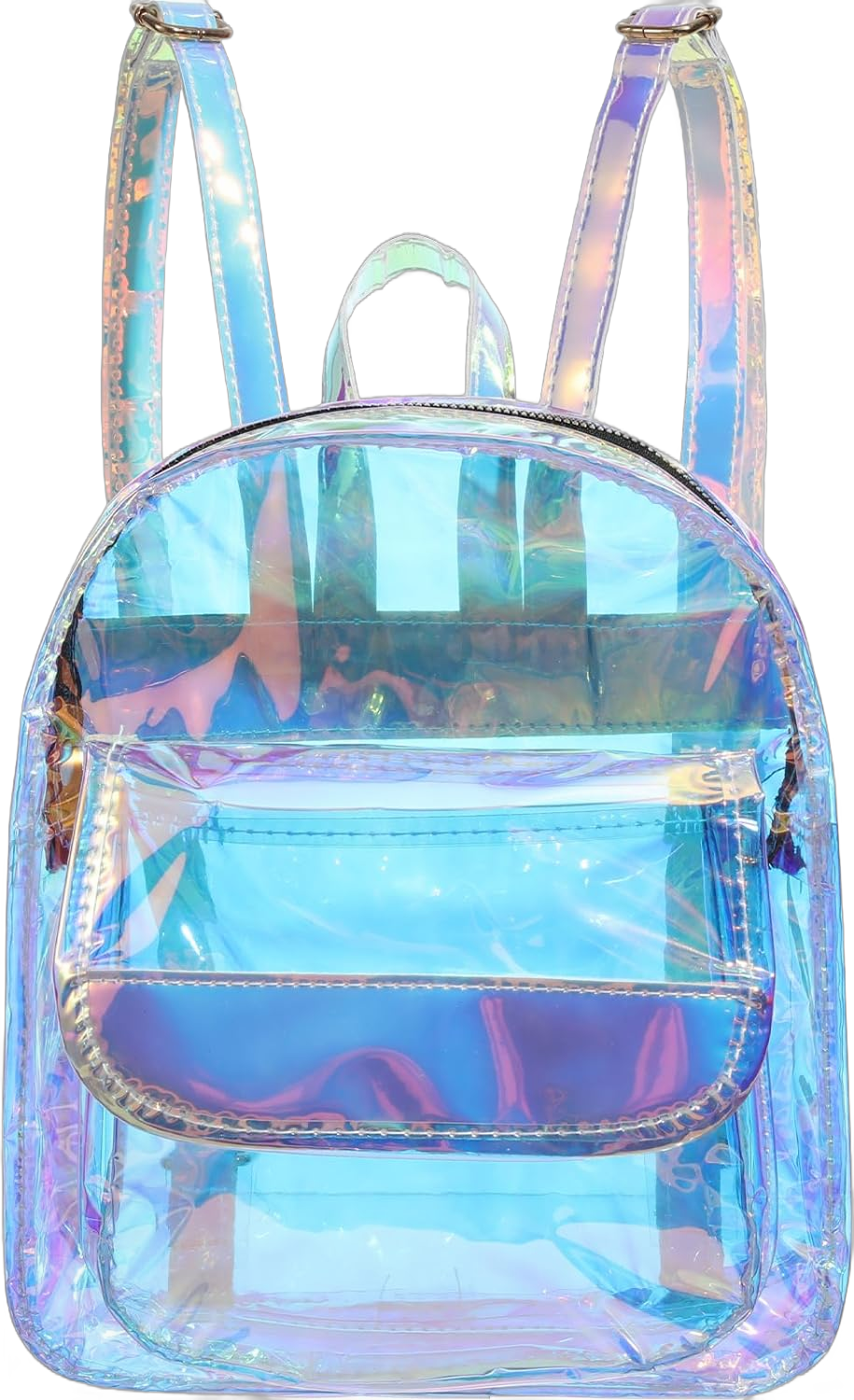 TENDYCOCO Iridescent Rave Backpack Holographic Backpack Small Clear Backpack Daypack Hologram Clear Rave Bag Transparent Backpack for Women