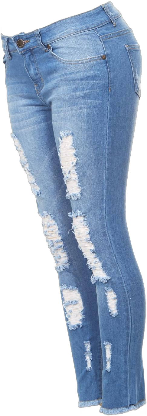V.I.P. JEANS Women's Fray Hem Skinny Distressed Ripped Juniors Plus 18 Plus Medium Blue