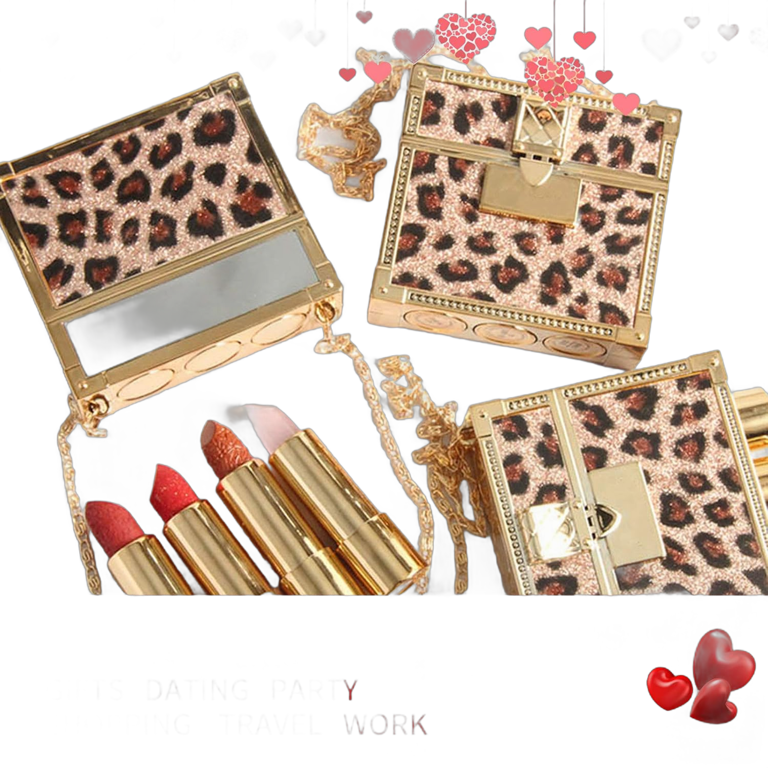 Erinde Leopard Matte Lipstick Makeup Set, Non-Stick Cup Red Lipstick, Long-Lasting Wear, Not Fade Waterproof, Moisturizing Makeup Lip Stain, Color Sensational, Mother's Day Makeup Gifts for Women Set A