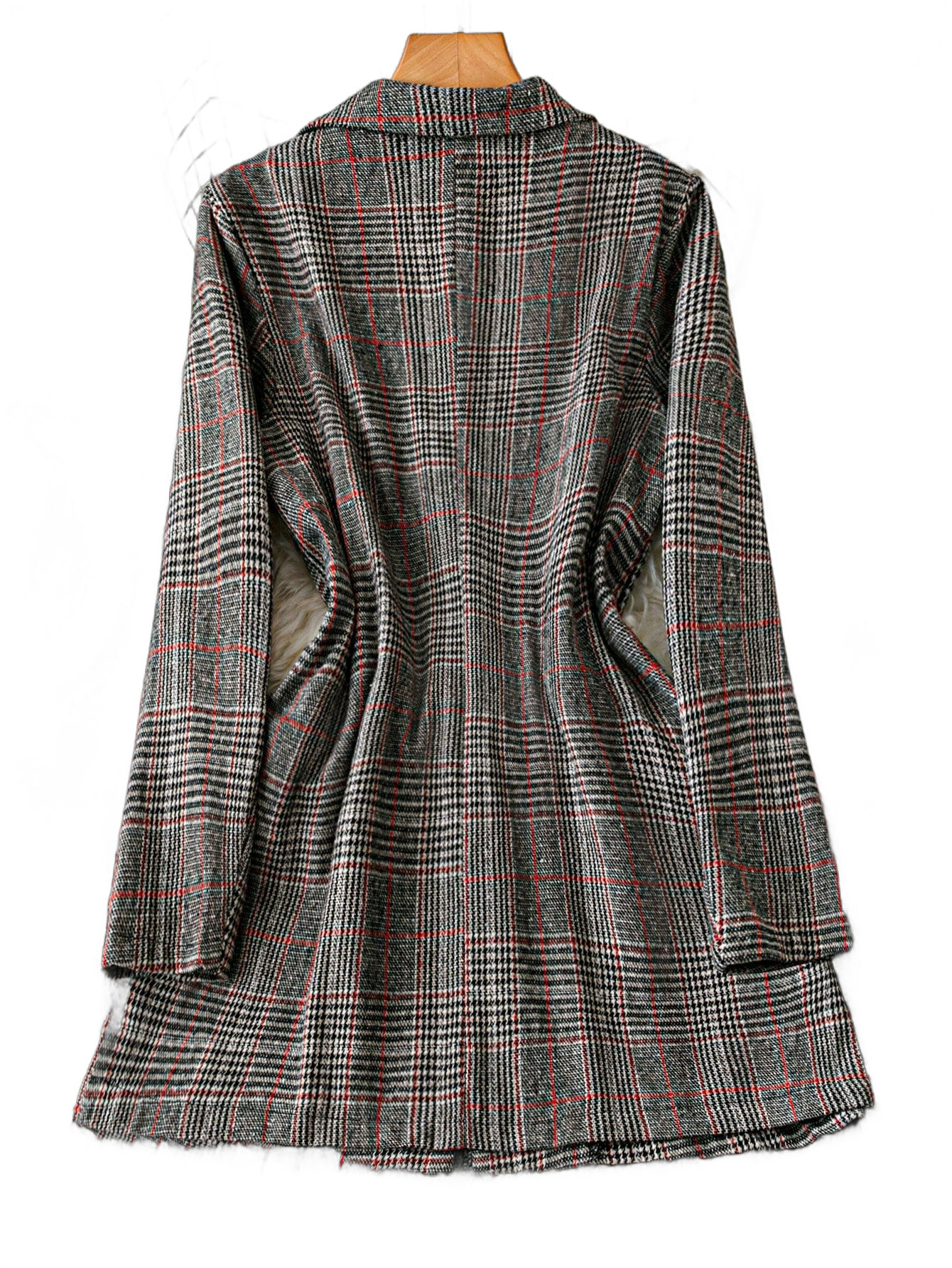 SHEIN LUNE Plus Size Women Plaid Long Sleeve Woolen Coat, Fashion Jacket For Autumn/Winter