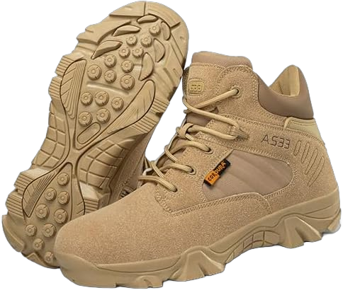 Men's Military Boots Lightweight Mid Ankle Hiking Outdoor Tactical Desert Boots 8.5 Sand