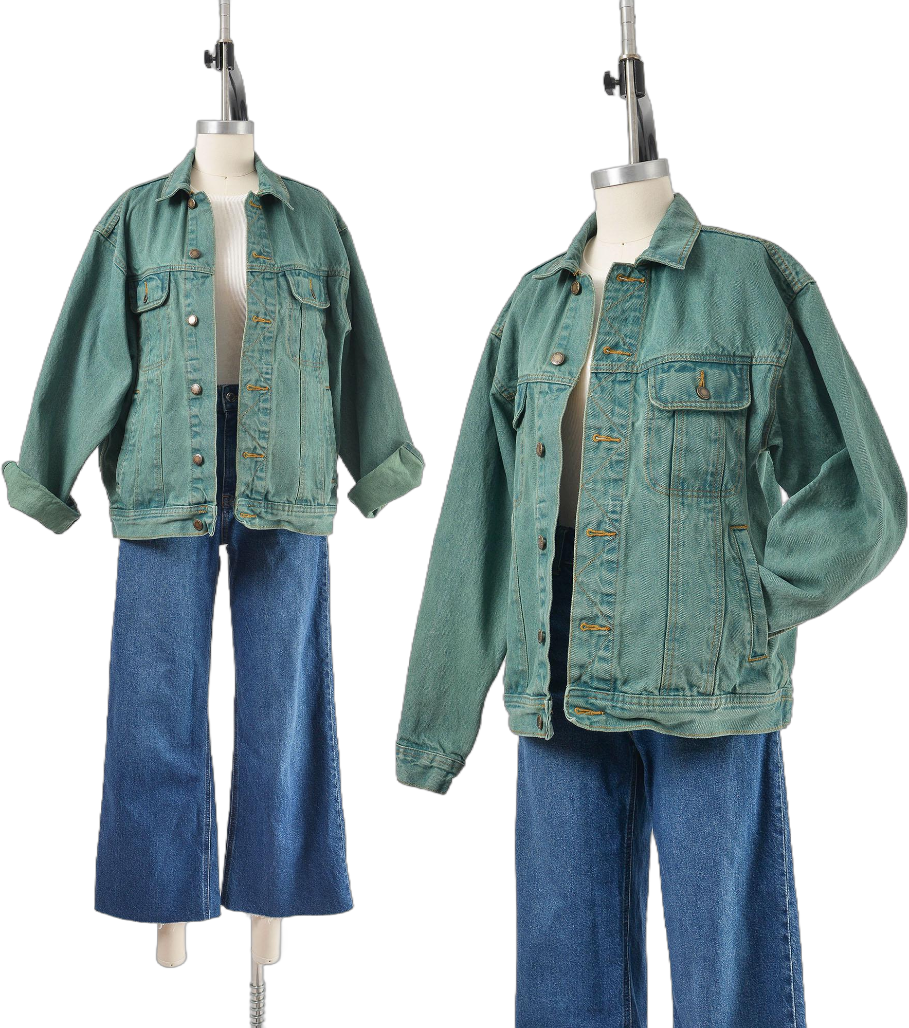 Vintage Wrangler Jean Jacket | Green Acid Wash Denim Oversized Trucker Jacket Unisex M L