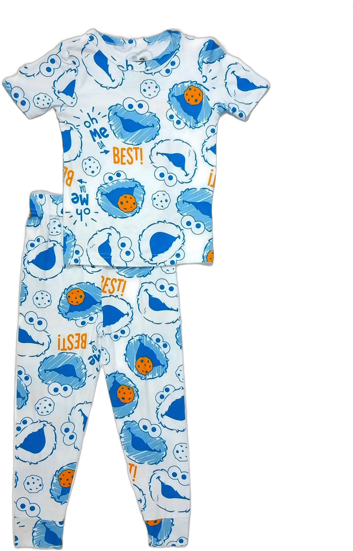 Sesame Street Toddler Kids Cookie Monster 'Me da Best' Viscose Pajama Set, Size 3T