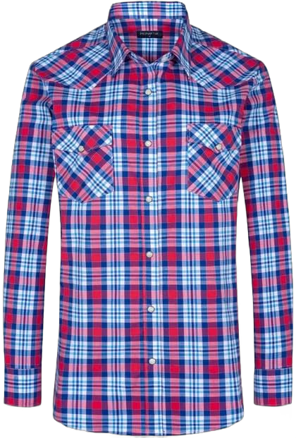 Western Shirts for Women Cotton Long Sleeve Shirts for Women with Snap Buttons Plaid Shirts for Women Medium Red Blue Check 85