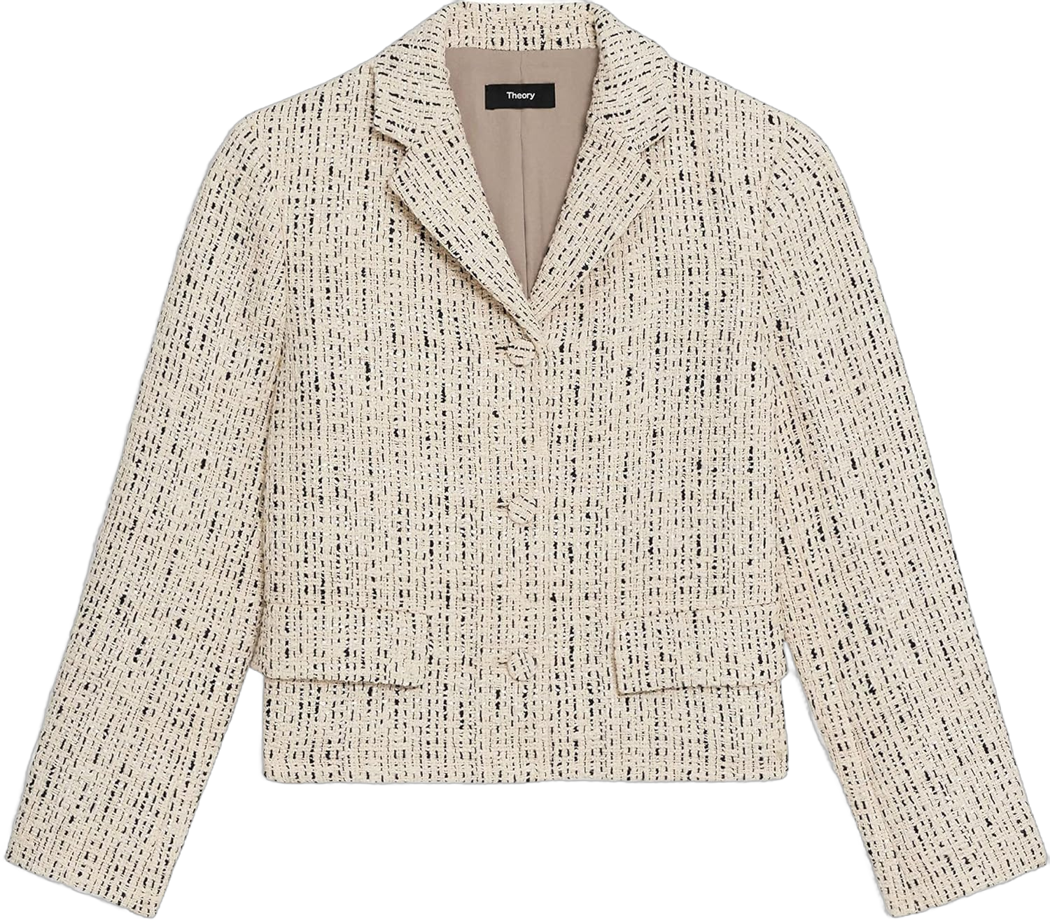 Theory Women's Tweed Crop Jacket 6 Ivory Multi