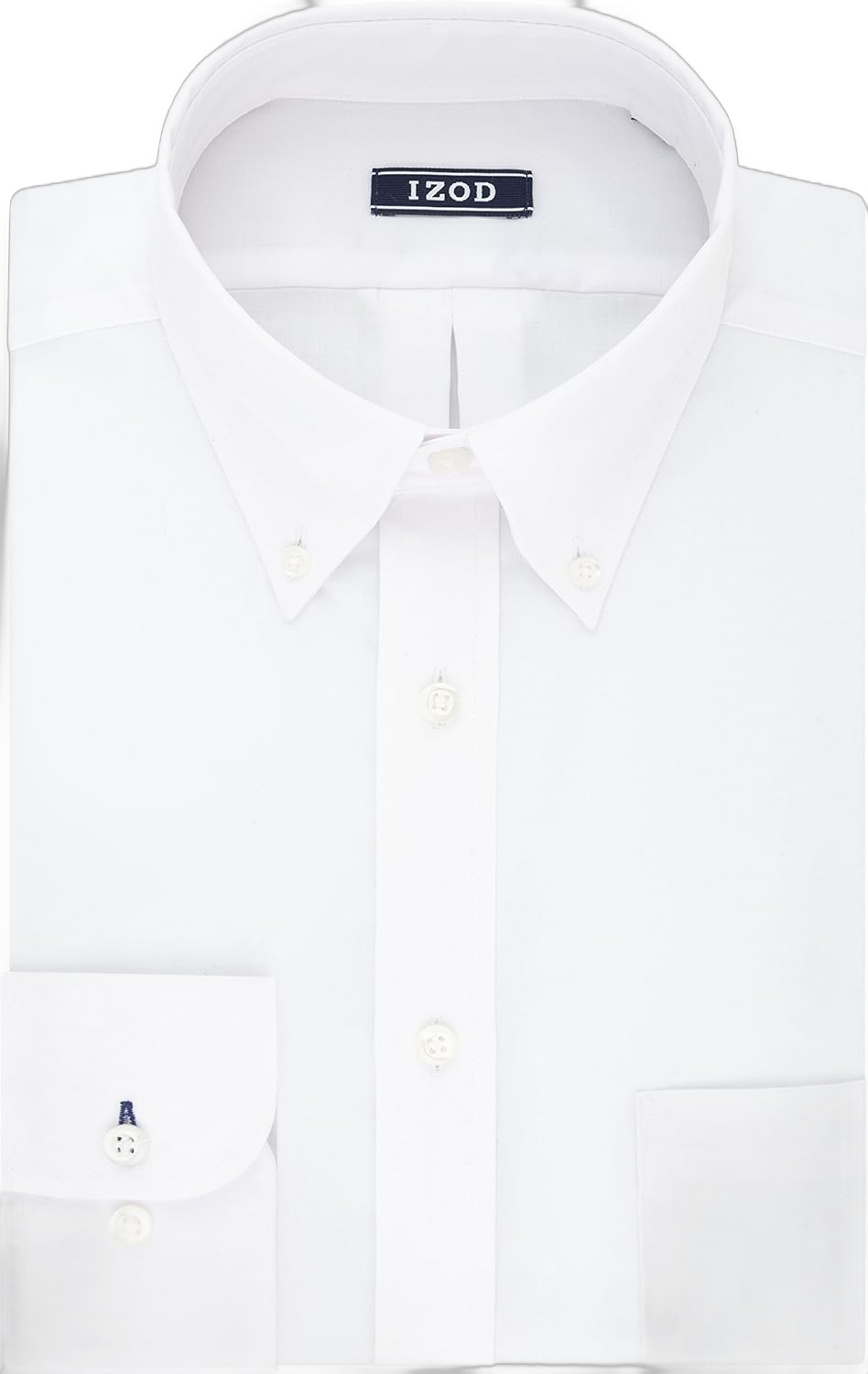 IZOD Men's Dress Shirt Regular Fit Stretch Solid Button Down Collar Large White