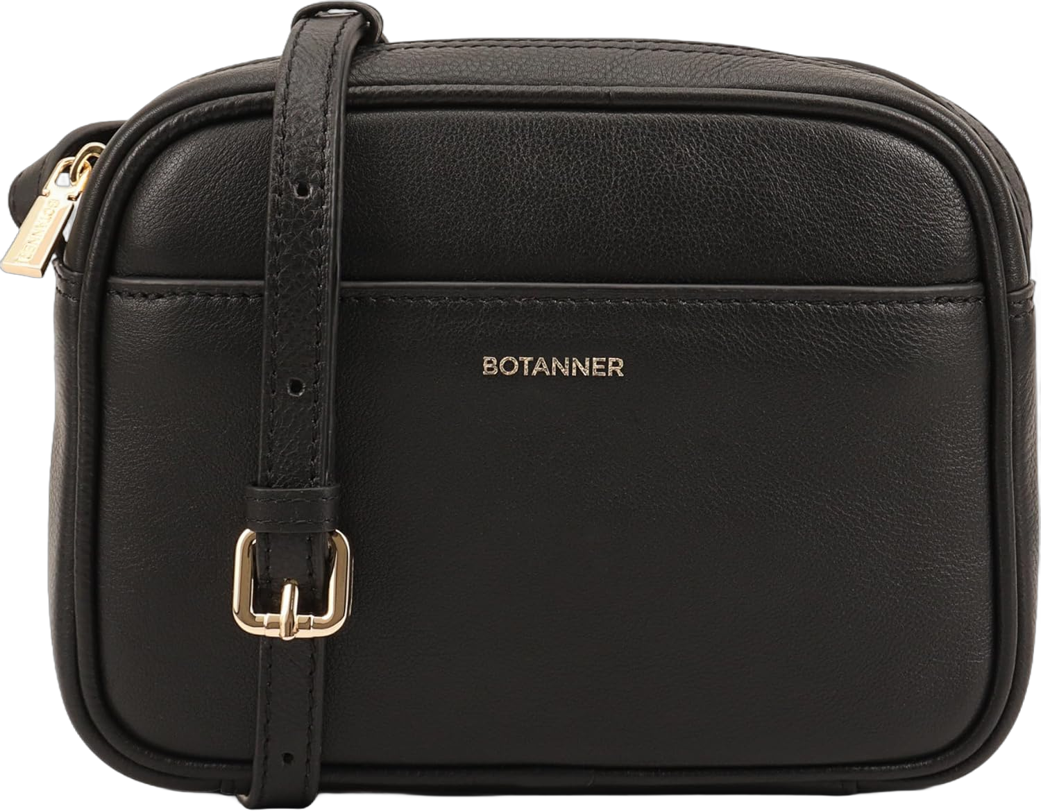 Women's Elegant Genuine Leather Crossbody Bag - Versatile Design, Adjustable Strap, Top Zip Closer, Light & Chic Black