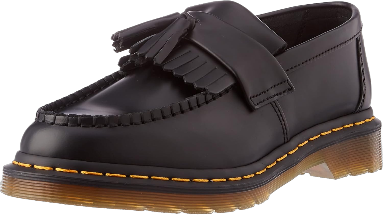 Dr. Martens Unisex Adrian Loafer Shoes – Leather Upper – Kiltie Fringe Detail – Cushioned Footbed & Sole Black Smooth UK 6 (US Men's 7, US Women's 8) Medium