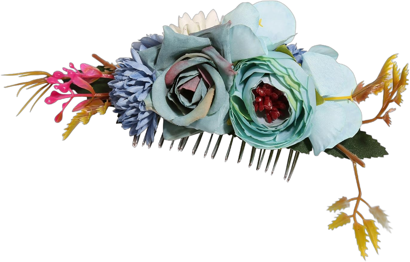 Flower Hair Clip for Women - Elegant Hair Accessory for Wedding, Party & Daily Wear (Blue)