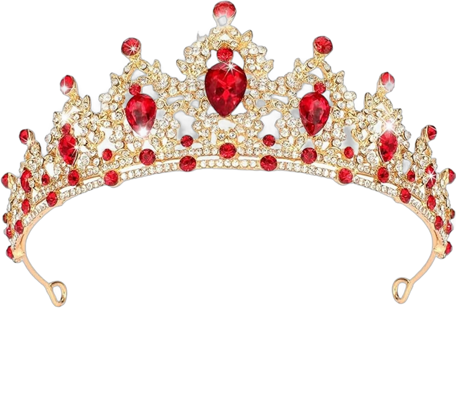 Crown, Rhinestone Wedding Crowns, Wedding Tiara Headband for Brides, Tiaras for Women Red Gold Crown Queen Birthday Crown Crystal Headband, Crown for Wedding Prom Birthday, Head Pieces for Women Fashion, Red Rhinestone Hair Accessories Jewelry Princess Decoration for Wedding Party Prom Halloween Christmas Gifts Red Crown