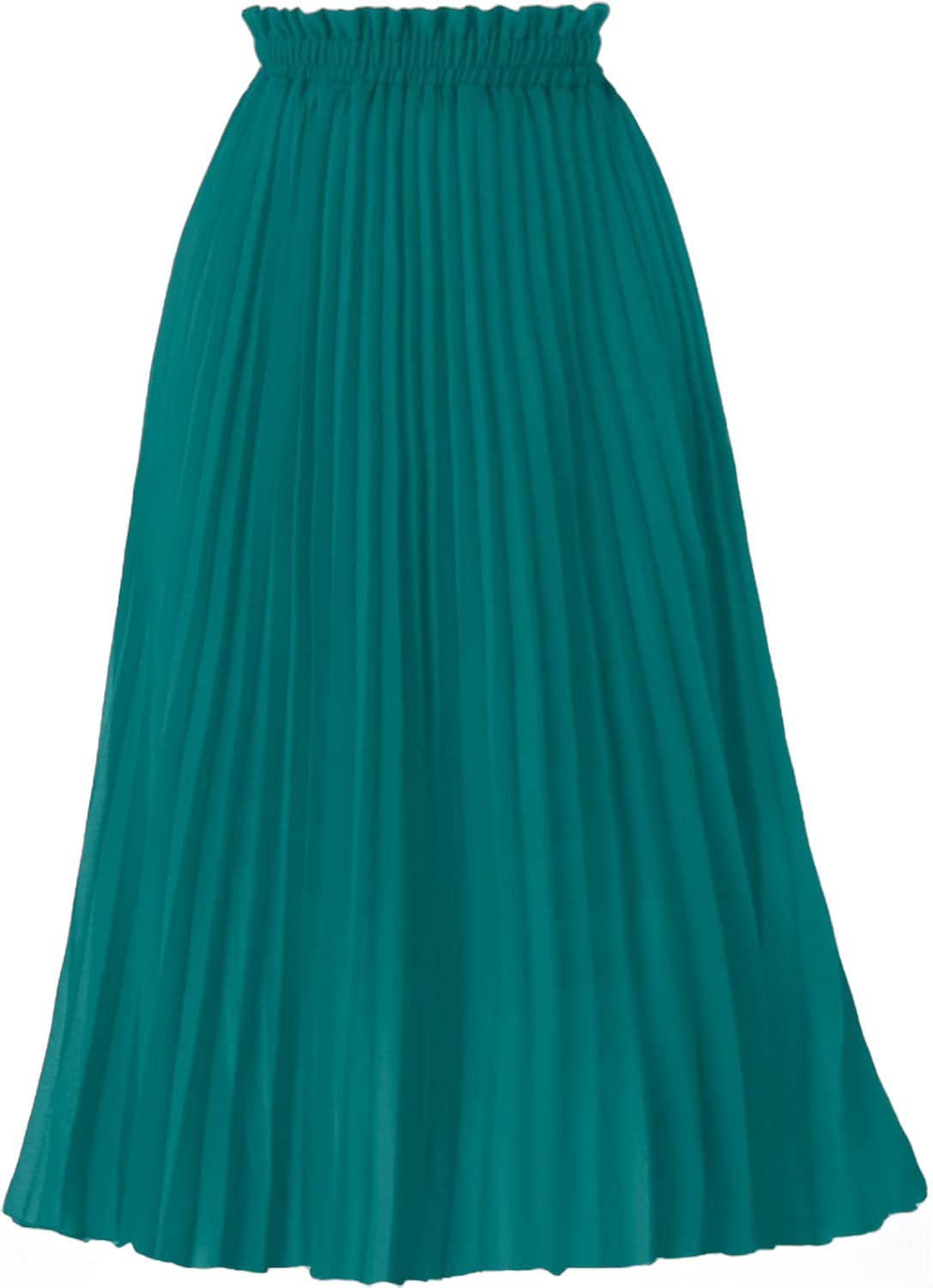 GOOBGS Women's Pleated A-Line High Waist Swing Flare Midi Skirt X-Large Teal