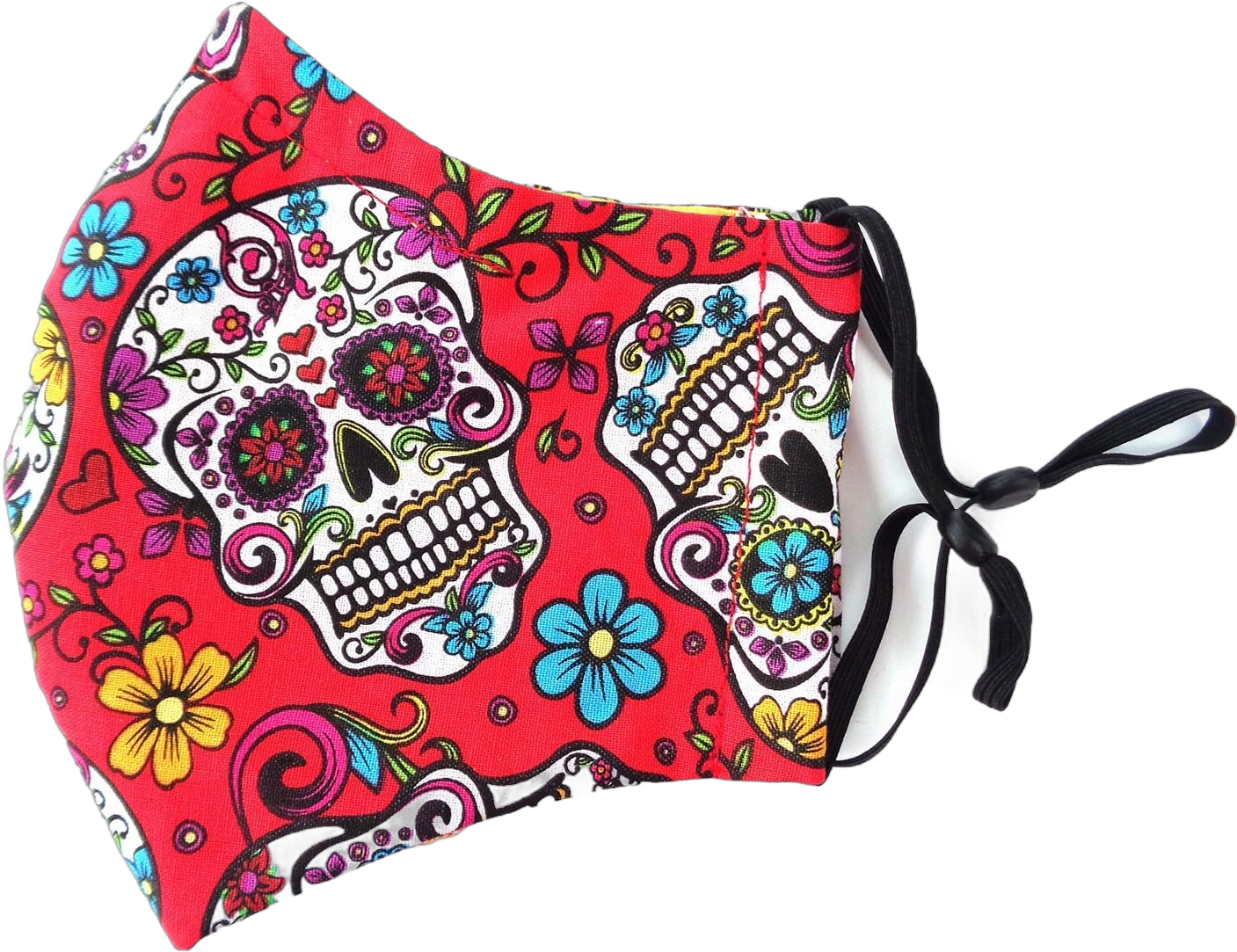 Fog Less Best Fit Sugar Skull Calavera Cinco de Mayo Day of the Dead Dia de los Muertos Cloth Face Mask Removable Nose Wire Support Filter Pocket Womens Juniors