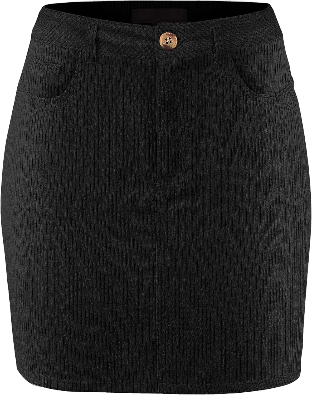 FashionMille Women Solid Corduroy Comfy High Waist Pocket A Line Mini Skirt