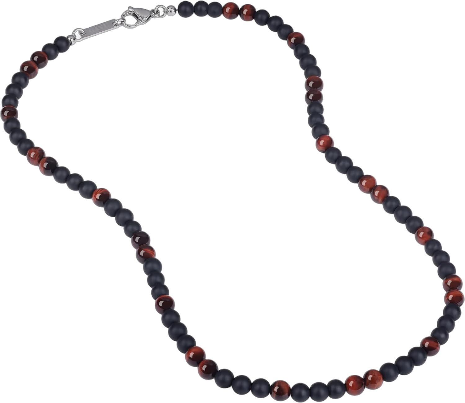 GAVU Matte Onyx Necklace, Crystal Beaded Necklace for Men, Men's Crystal Necklace 20"/22"/24"/26" 22" Onyx & Red Tiger Eye