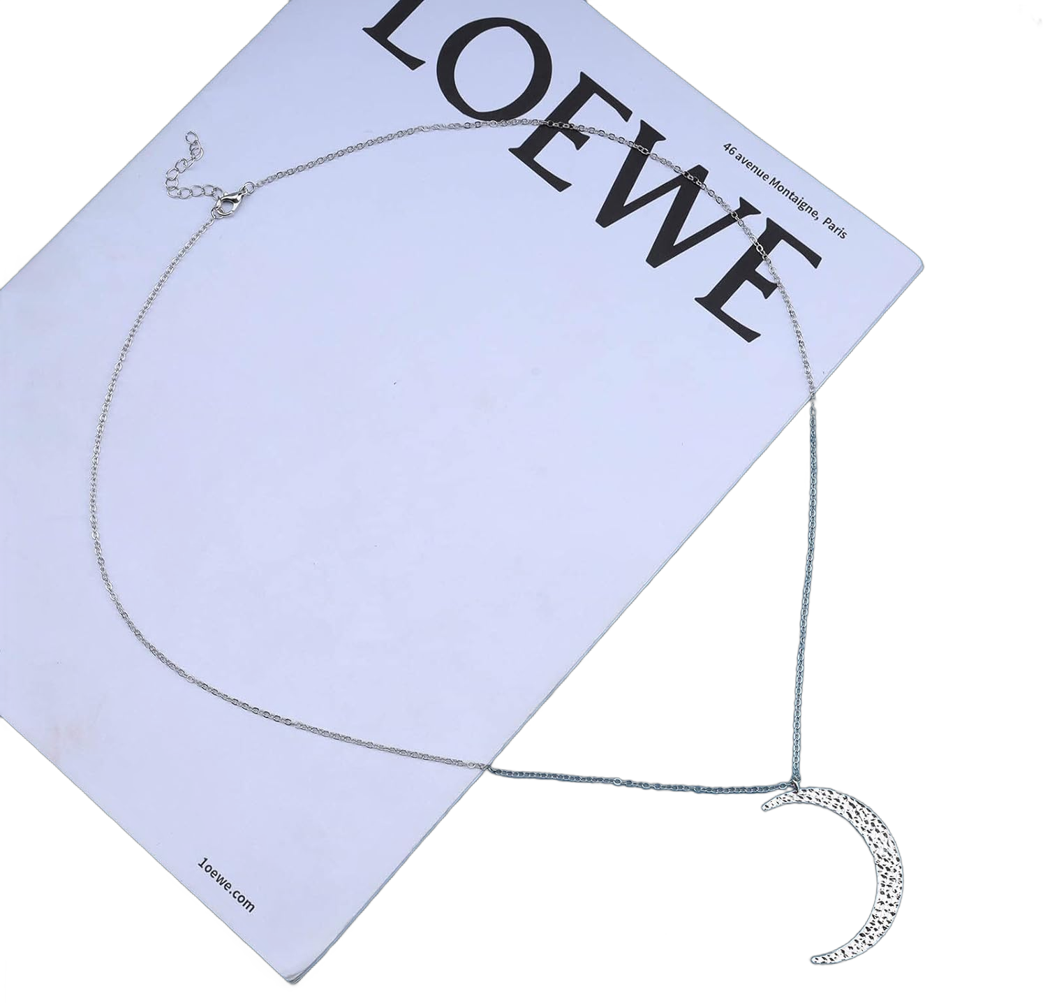 Boho Silver Long Necklace Chain Crescent Pendant Necklace Vintage Half Moon Chain Necklace Minimalist Moon Necklace Jewelry for Women