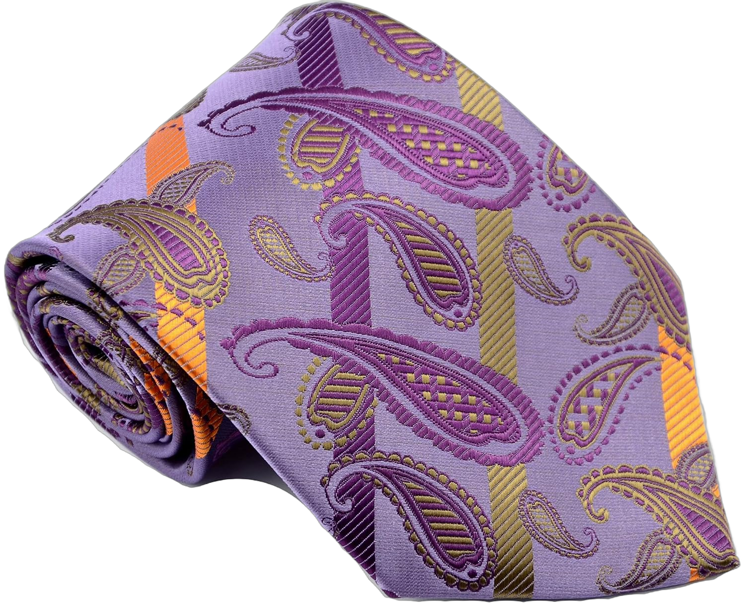 Mr.ZHANG New Striped Paisley Purple Brown JACQUARD WOVEN Silk Men's Tie Necktie