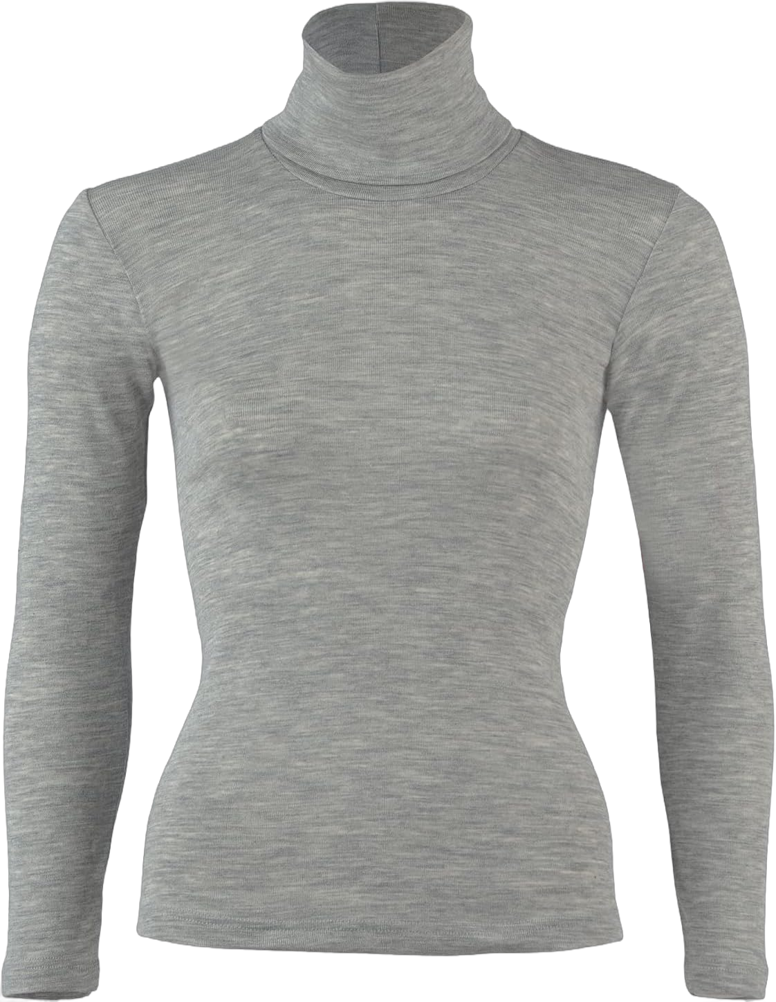 Mens Turtleneck Pullover Shirt: Thermal Base Layer Long Sleeve Top, Organic Merino Wool Silk Large Grey Melange