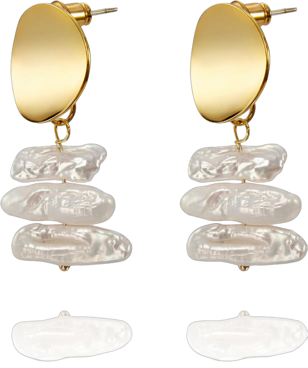 CW 18K gold-plated Baroque pearl dangle earrings,unique rainbow luster delicate and elegant personality suitable for womens trendy.