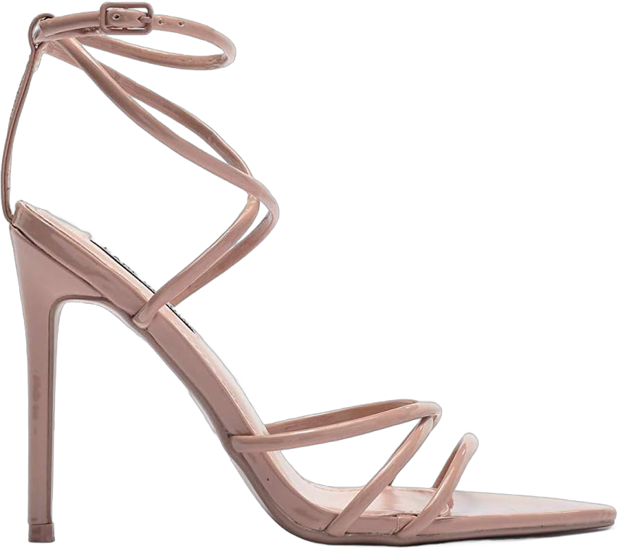 Cape Robbin Womens Strappy Pointy Open Toe Ankle Strap Stiletto Sandal-ADA (7, Nude)