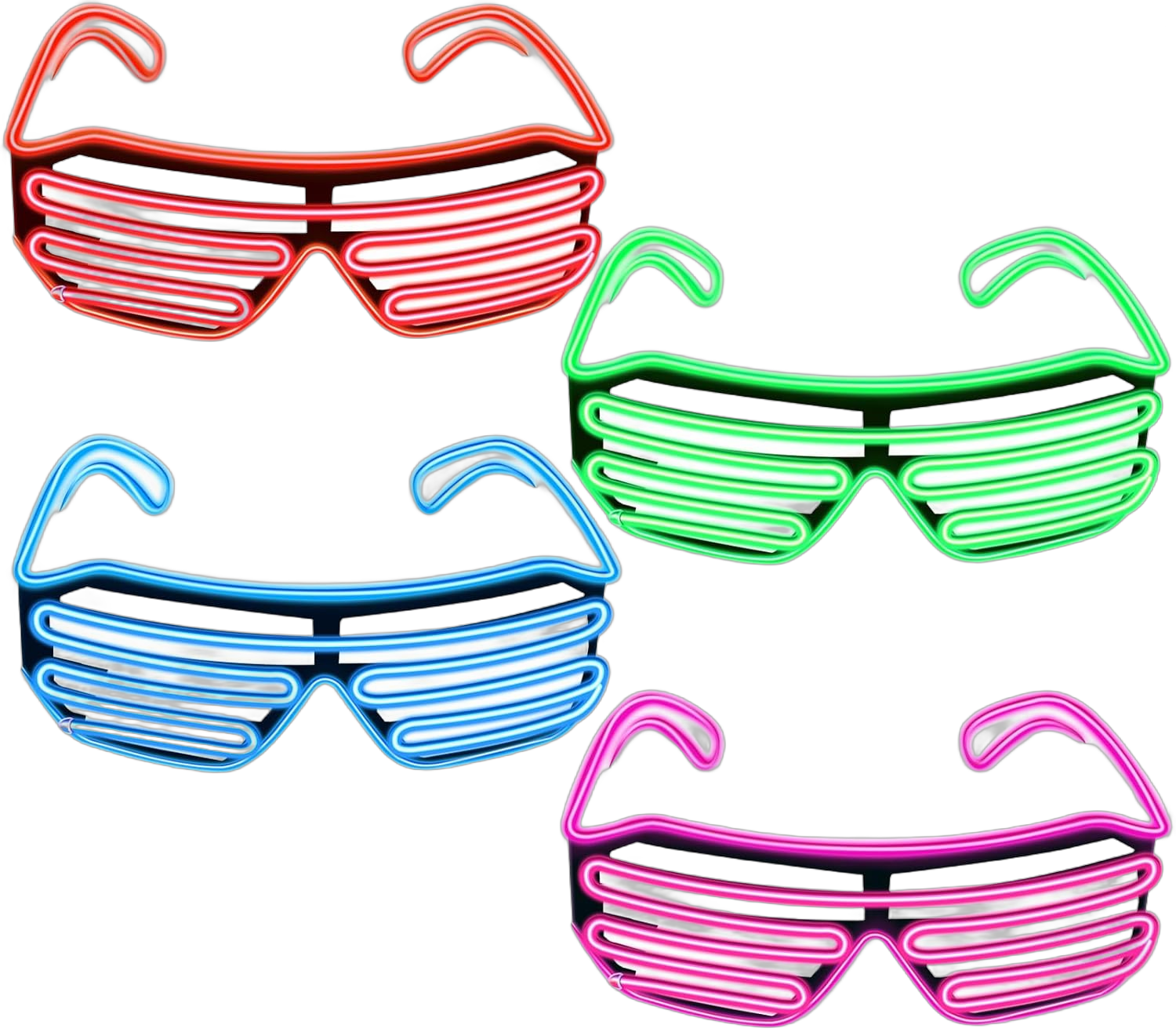 4 Pairs Shutter Wire Neon Rave Glasses Light up Led Glasses Flashing Sunglasses Glow in The Dark Costume Party Favors for Women Men 80s Party Nightclubs Concert Masquerade Cosplay