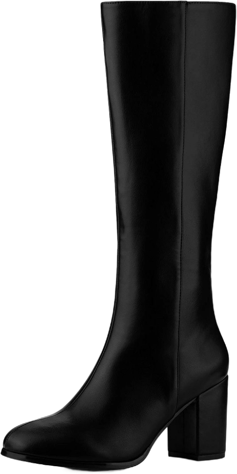 Allegra K Women's Halloween Round Toe Side Zip Block Heels Knee High Boots Black 7
