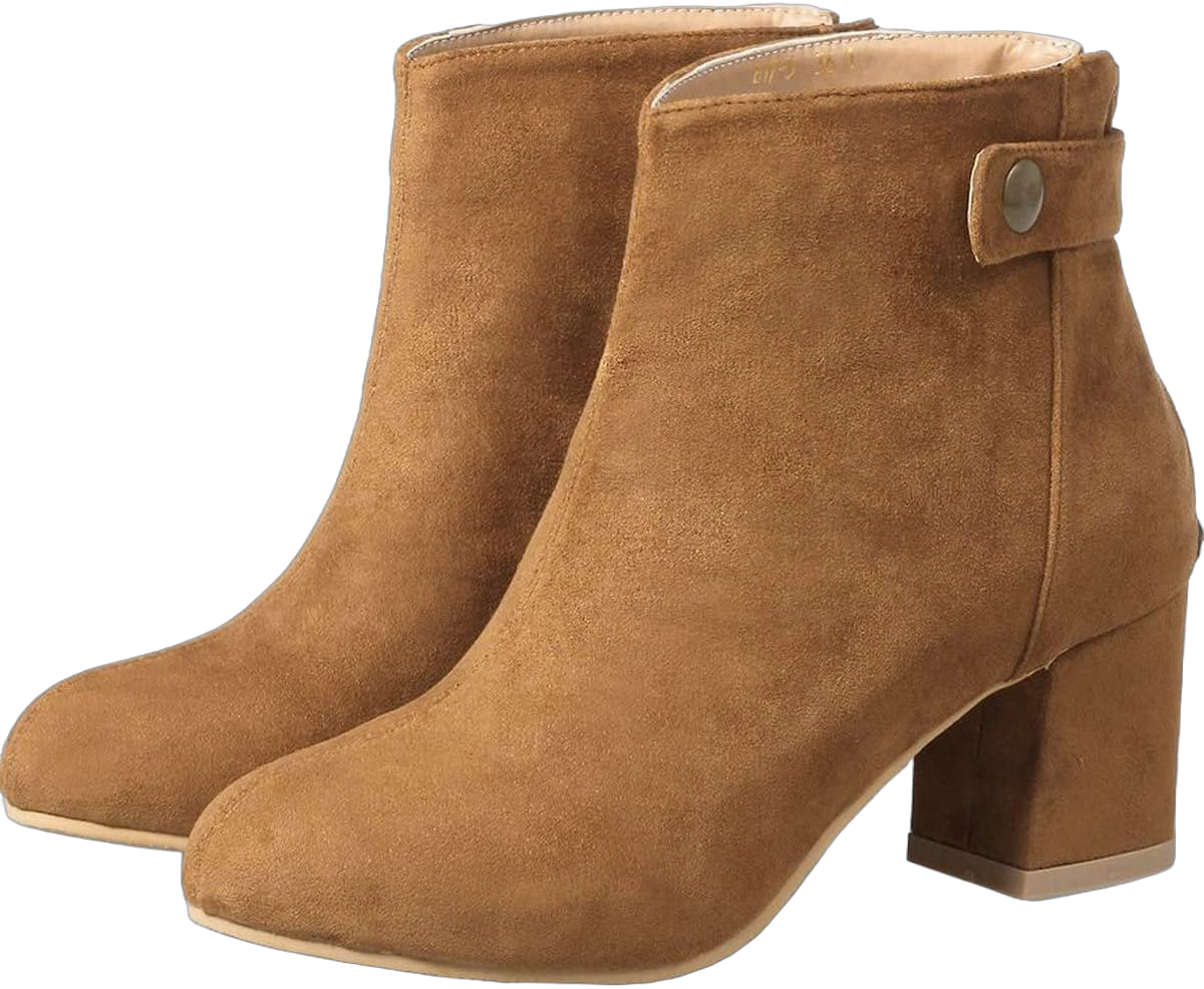 ClassicSter Womens Faux Suede Ankle Boots Round Toe Chunky Mid Heel Zip Booties 8 Tan