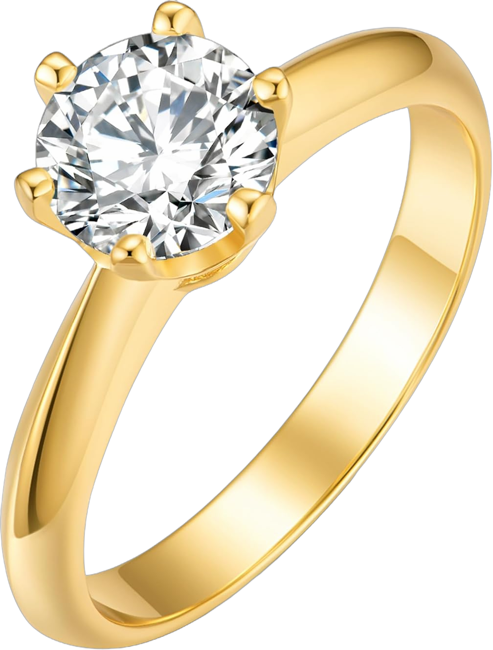 SecreTalk Moissanite Wedding Ring, Classic 1ct Engagement Ring for Women, 925 Sterling Silver with Gold Plated Moissanite Ring with Certificate of Authenticity 9.5