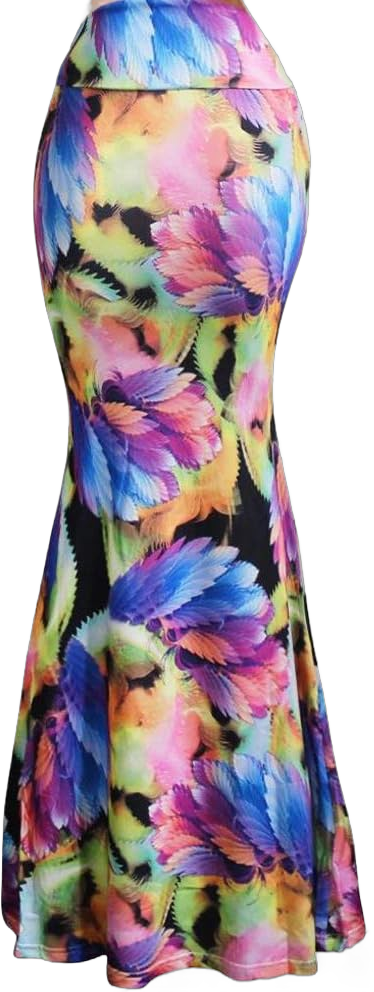 Xixiuly Women's Flower Print Fold Over Skirt High Waist Maxi Skirt Summer Beach Long Skirt Small Multi Floral