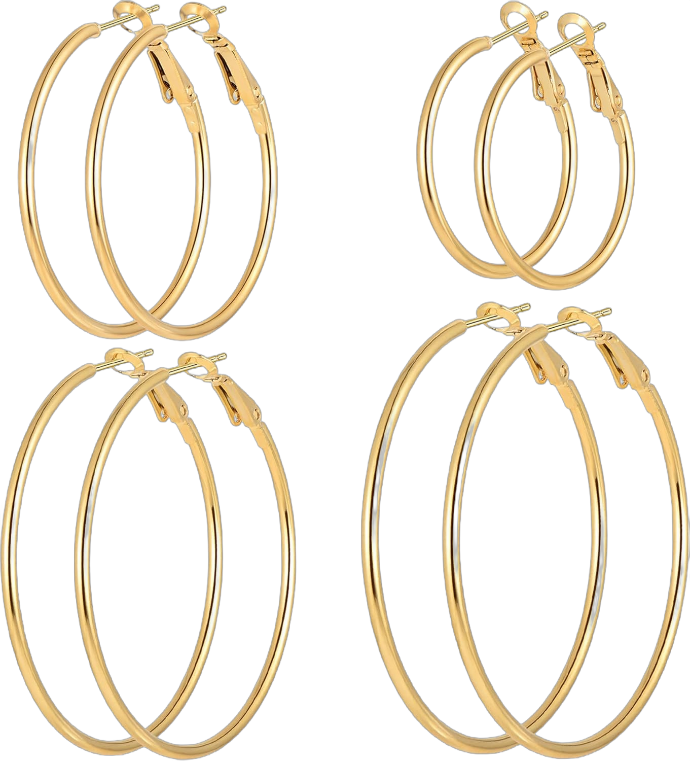 4/10 Pairs Stainless Steel Gold Hoops Silver Hoop Earrings Hypoallergenic Half Hoop Cartilage Piercing Earrings Tiny Ball Cubic Zirconia Stud Earrings Set for Women 4 Pairs Gold Plated Hoop Earrings Set