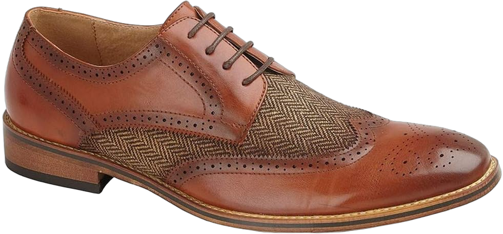 Goor Mens 4 Eye Leather Lined Brogue Gibson Shoe 9 Tan