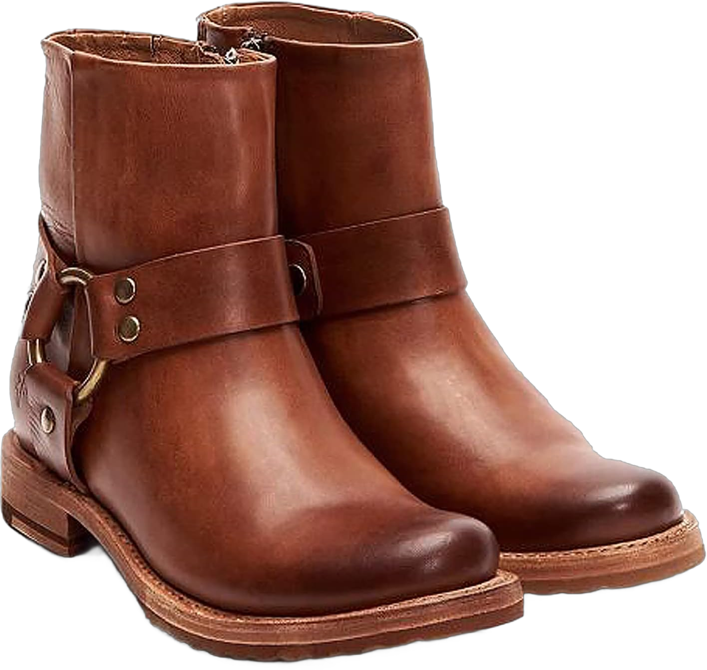 Frye Veronica Harness Short 6" Booties for Women - Leather Upper with Luxurious Leather Lining, Inside Zipper, Snap Harness, and Rubber Lug Outsole