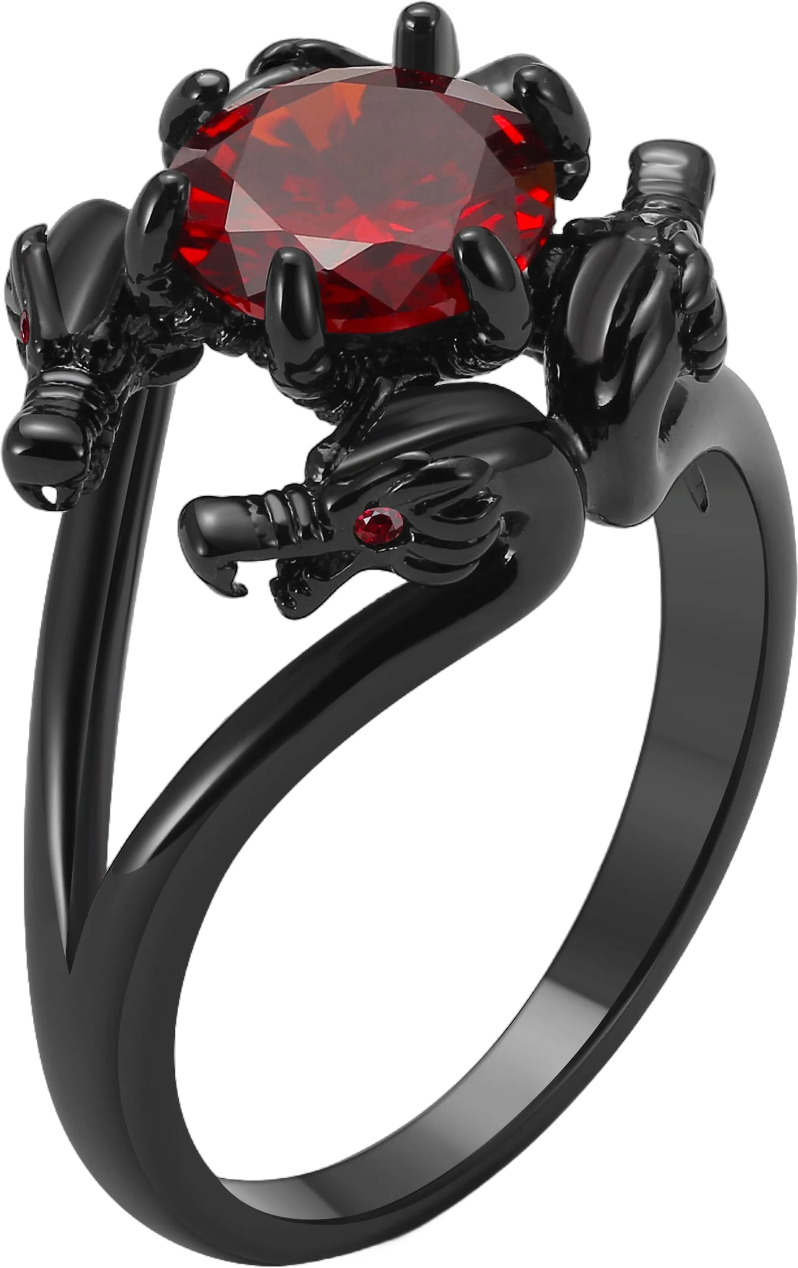 Dragon Ring for Women Gothic Solitaire Cz Black Gothic Engagement Ring Ginger Lyne Collection