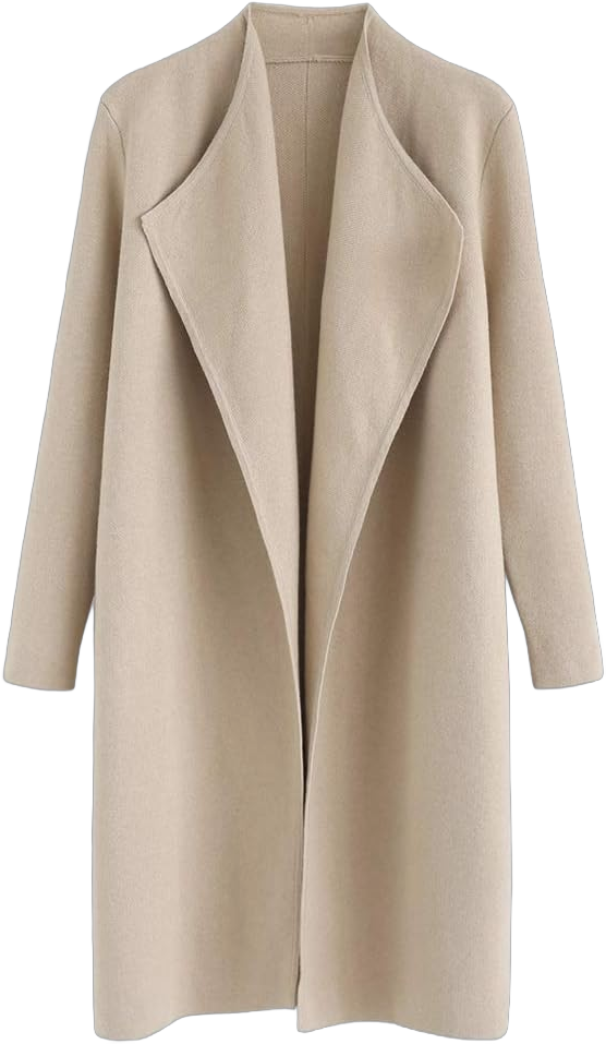 CHICWISH Women's Classy Open Front Knit Coat Cardigan Coatigan Light Jacket XX-Large Light Tan