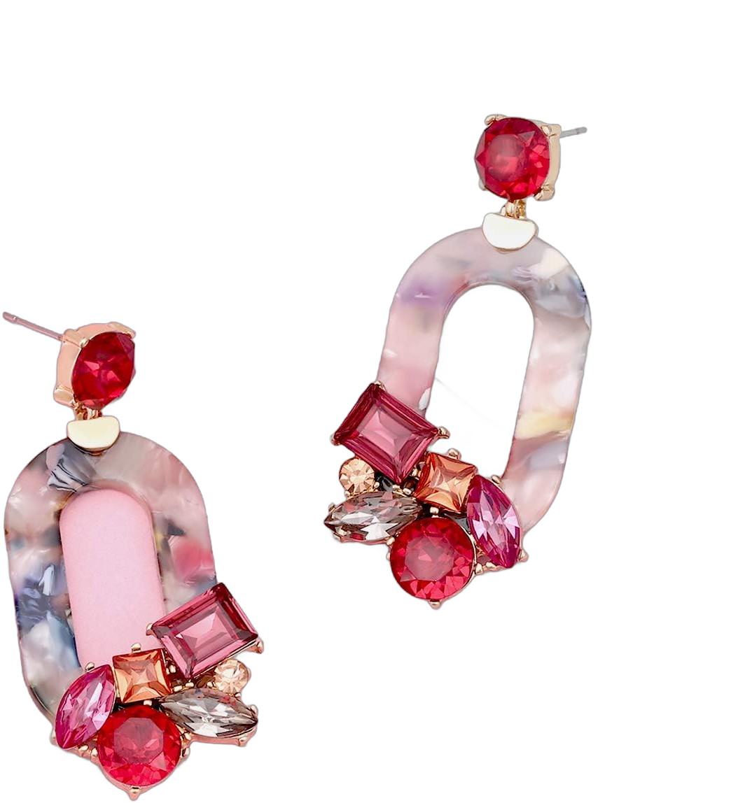 Acrylic Resin Dangle Earrings For Women Statement Floral Tortoise Shell Hoop Earrings Crystal Multicolor Oval Geometric Drop Earrings Fashion Jewelry