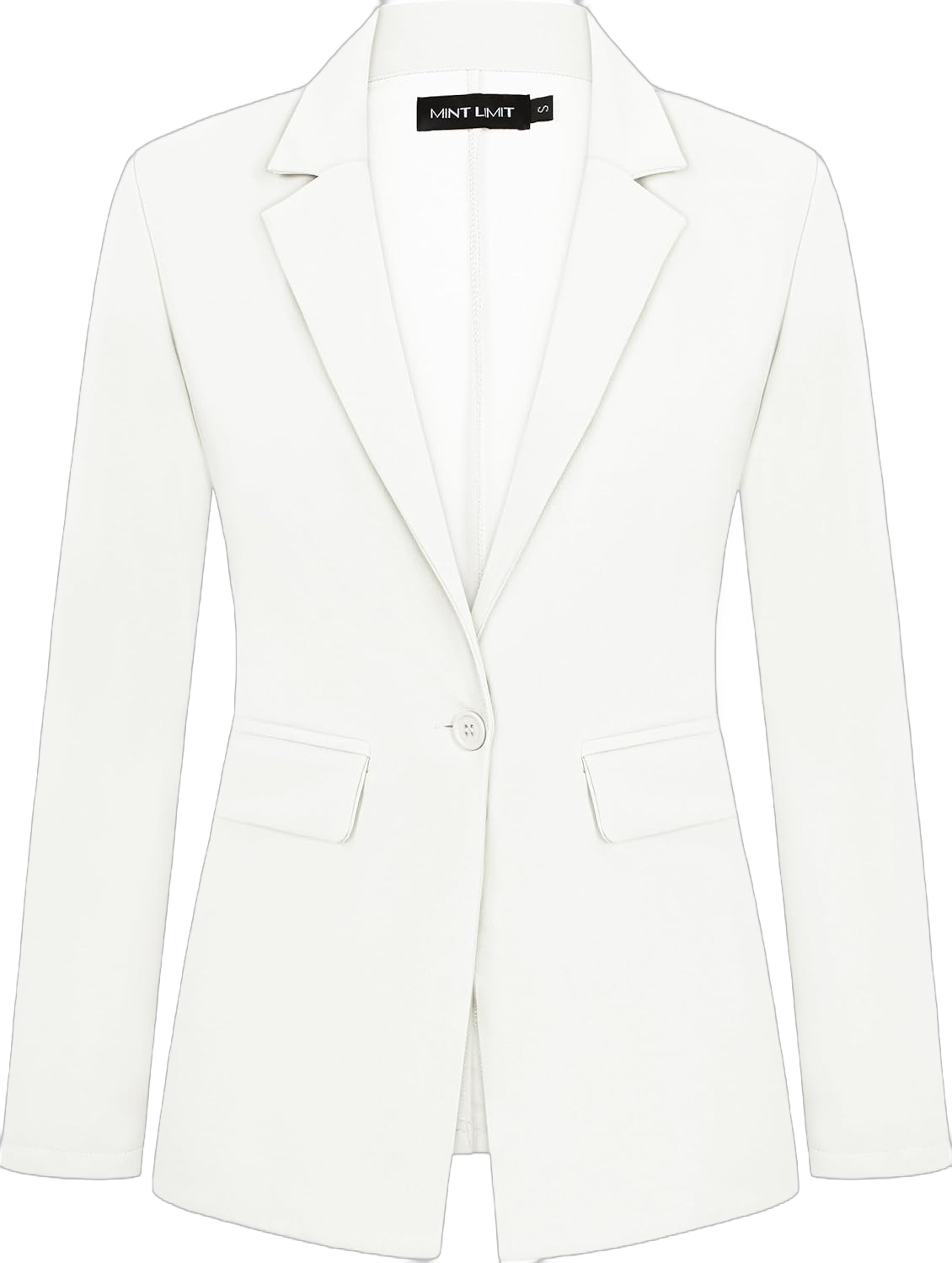 MINTLIMIT White Blazer Jacket for Women Notched Lapel Long Sleeve One Button Suit Jacket Tailored Outfit,M