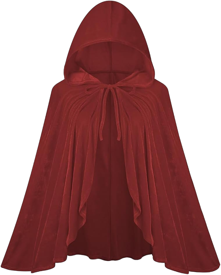 TOONRAIN Womens Velvet Little Red Riding Hood Cape Halloween Christmas Short Cloak Fairytale Costume