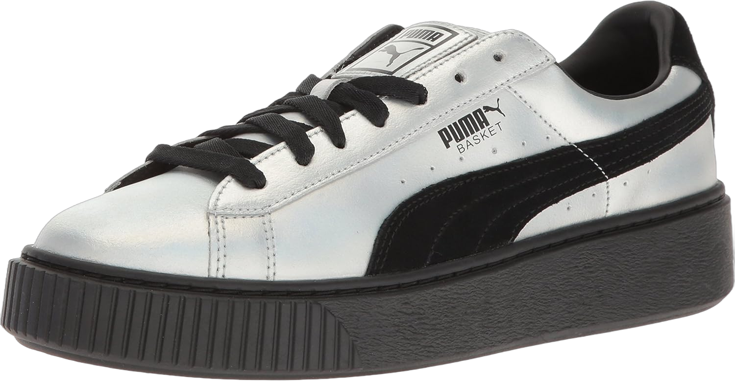 Puma Women's Basket Platform ExplosiveWns Fashion Sneaker, Black Black, 7.5 M US