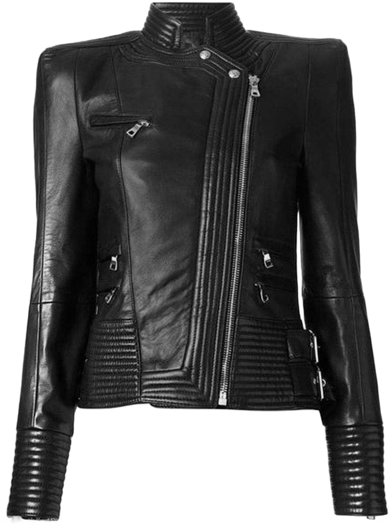 Biyco Designer Biker Lambskin Black Real Leather Jacket for Women Smart and Slim