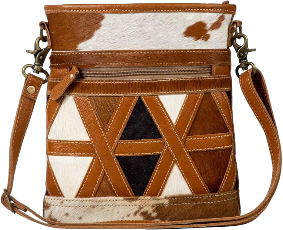 Myra Bag Crossbody Bag for Women - Western Upcycled Canvas & Leather Shoulder Handbag Brown