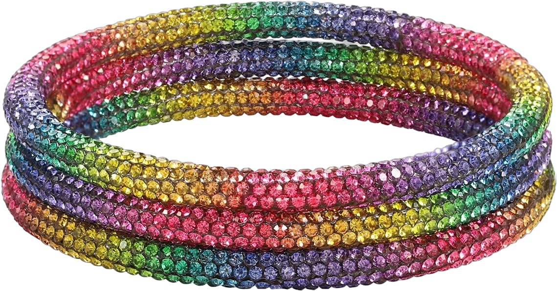 ZITULRY Crystaldust Bangle Bracelets for Women Shiny Rhinestone Beaded Multi-Layer Bracelets Set Wristband for Girls colorful