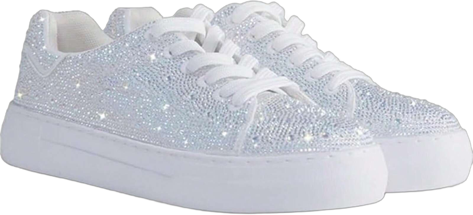Sparkle Rhinestone Sneakers For Women Bling Sneakers Rhinestone Sneakers White Shoe Glitter Fashion Platform Tennis Shoes Bride Sequin Wedding And Party Trendy Shoe