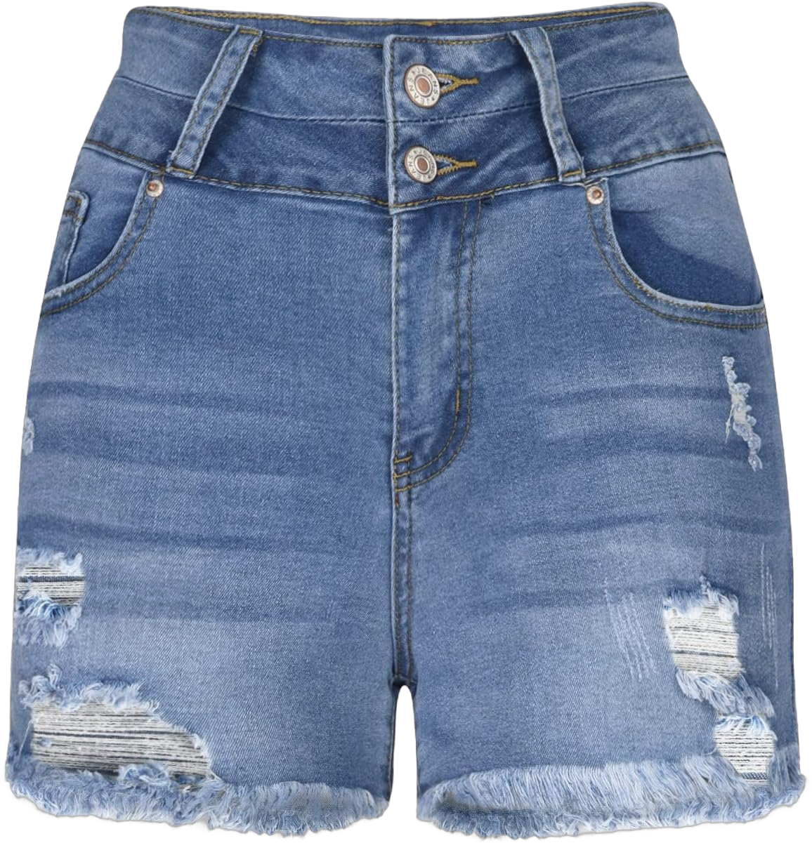 Women's Denim Shorts Casual Mid Waist Ripped Jean Shorts Frayed Rolled Hem Distressed Stretchy Short Jeans Large #03 Light Blue