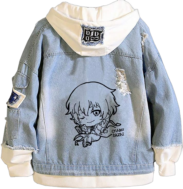 Anime Bungo Stray Dogs Jacket Denim Dazai Osamu Kaus Kartun Harajuku Jeans Hoodies Boys Girls 2 Medium Blue